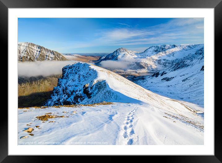 Snowdonia.Mountain foot steps. Framed Mounted Print by John Henderson