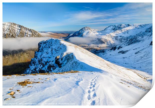 Snowdonia.Mountain foot steps. Print by John Henderson