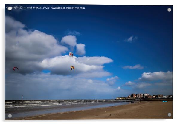 Kite surfing at Minnis bay Acrylic by Thanet Photos