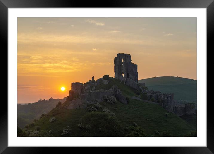 Corfe Castle Framed Mounted Print by Andrew Sharpe