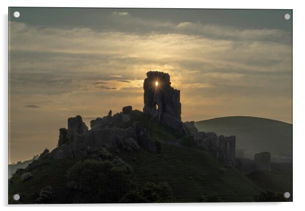 Corfe Castle at dawn Acrylic by Andrew Sharpe