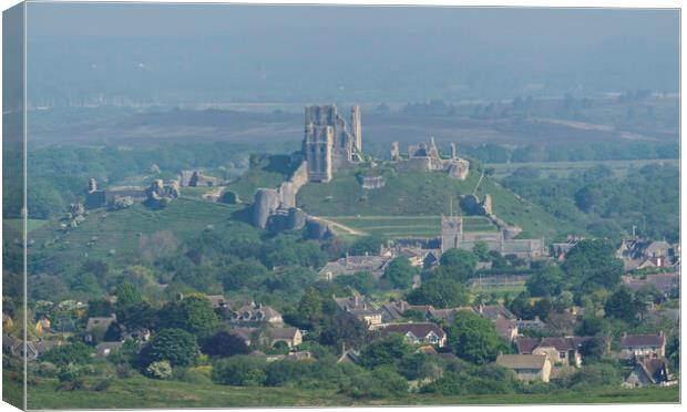 Corfe Castle Canvas Print by Andrew Sharpe