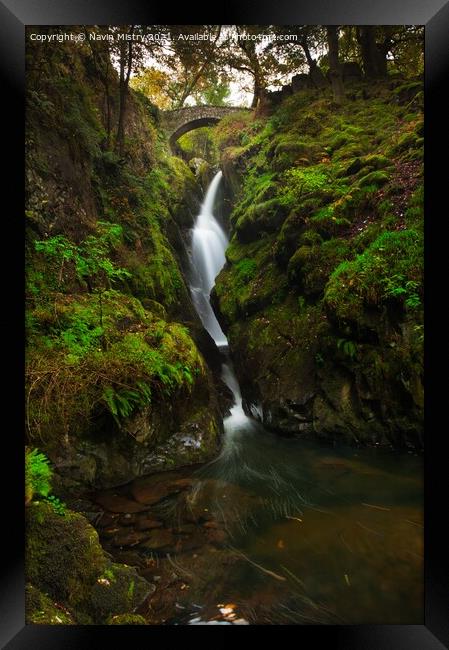 Aira Force Waterfall Lake District National Park, England Framed Print by Navin Mistry