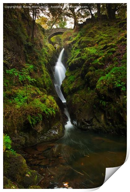 Aira Force Waterfall Lake District National Park, England Print by Navin Mistry