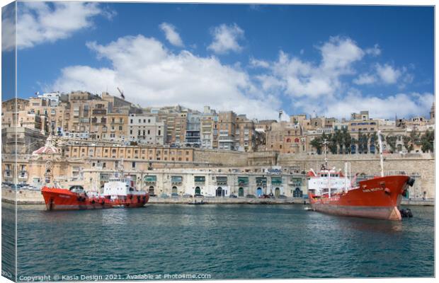 Valletta from the Grand Harbour, Malta Canvas Print by Kasia Design