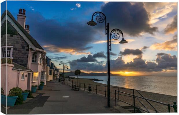 Dawn over Lyme Regis, 29th September 2016  Canvas Print by Andrew Sharpe