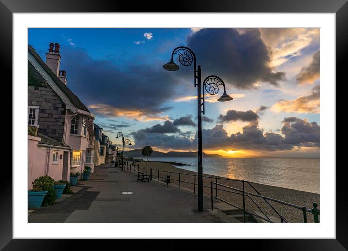 Dawn over Lyme Regis, 29th September 2016  Framed Mounted Print by Andrew Sharpe