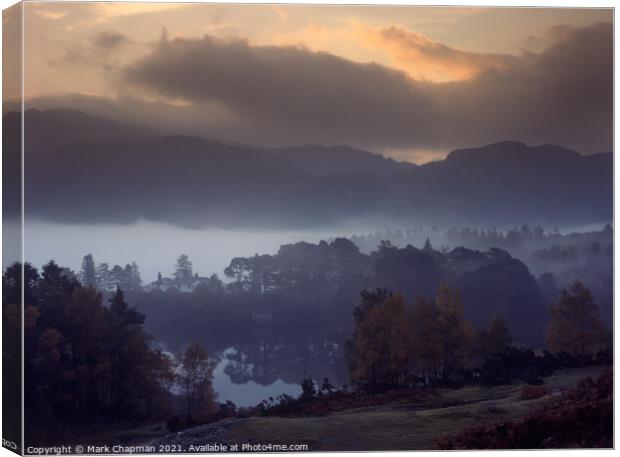 Early morning mist on Derwent Water, Cumbria, UK Canvas Print by Photimageon UK