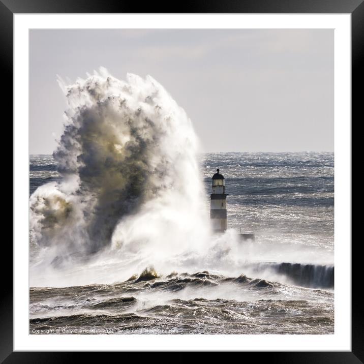 Dramatic Waves at Seaham Framed Mounted Print by Gary Clarricoates