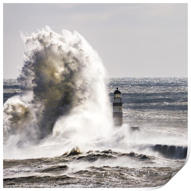 Dramatic Waves at Seaham Print by Gary Clarricoates