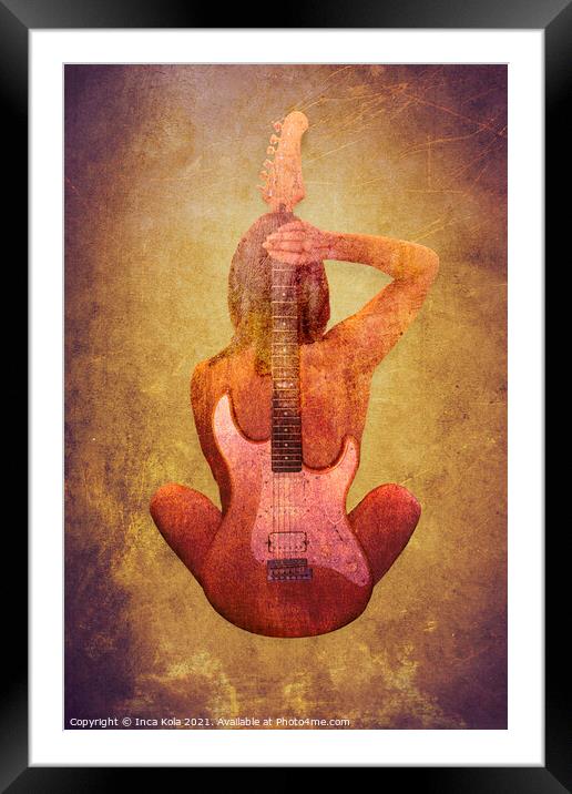 Harmony With Her Guitar Framed Mounted Print by Inca Kala