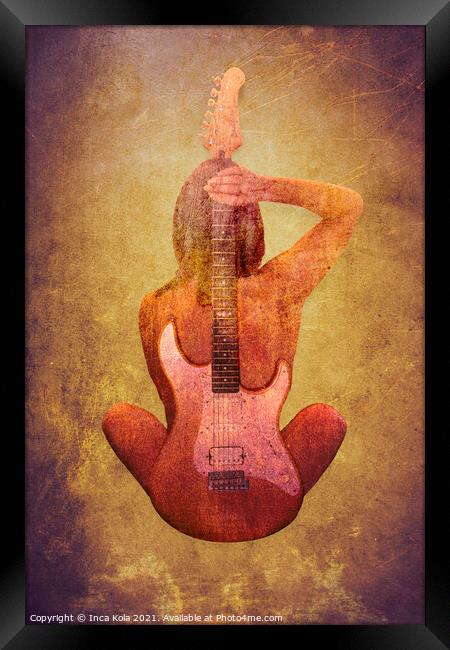 Harmony With Her Guitar Framed Print by Inca Kala