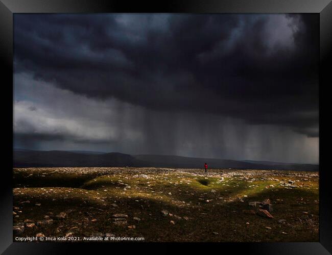 Storms Over A Nude Ingleborough Landscape  Framed Print by Inca Kala