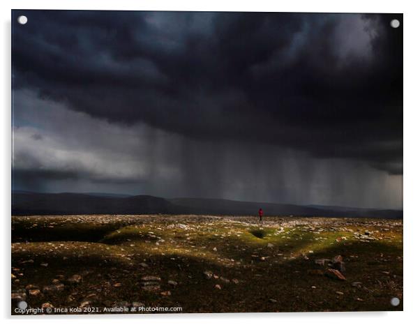Storms Over A Nude Ingleborough Landscape  Acrylic by Inca Kala