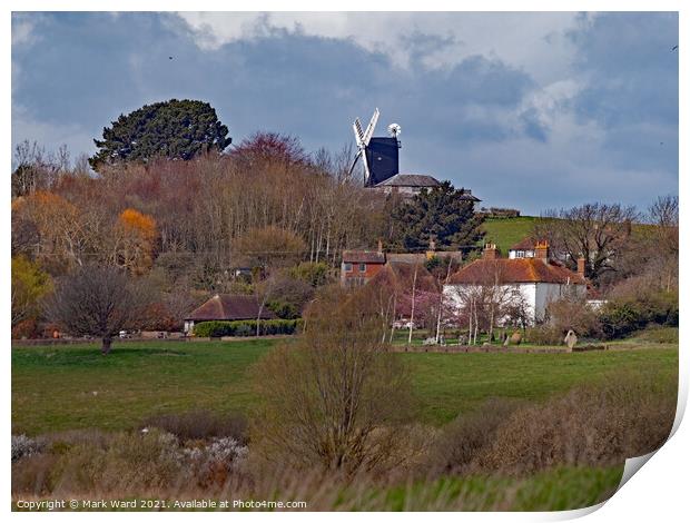 The Mill Studios in Icklesham, seen from Pett Level. Print by Mark Ward