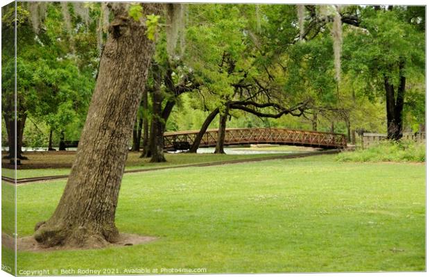 Bridge in the park Canvas Print by Beth Rodney