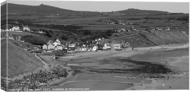 Aberdaron Bay in Black and White Canvas Print by Liam Neon