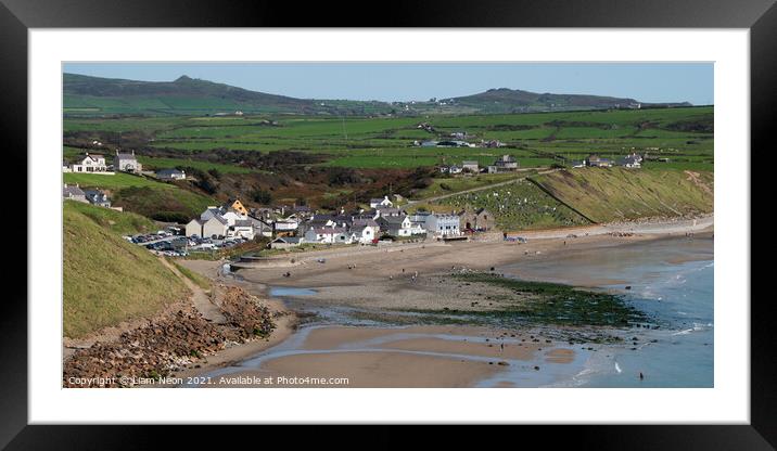 Aberdaron Bay Framed Mounted Print by Liam Neon