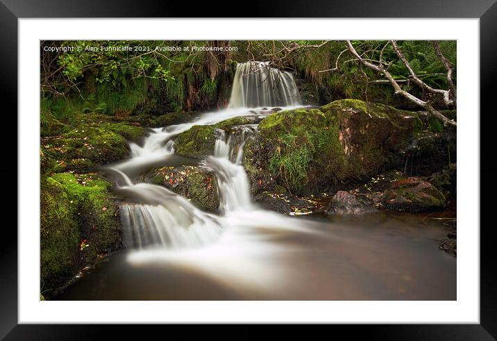Waterfall Framed Mounted Print by Alan Tunnicliffe