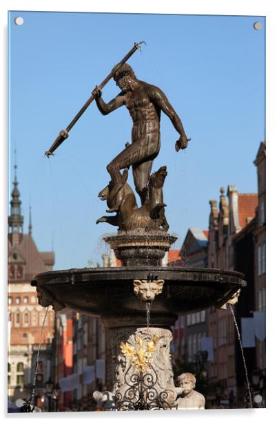 Neptune Fountain In Gdansk Acrylic by Artur Bogacki