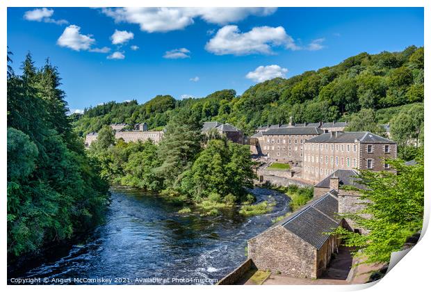 New Lanark and River Clyde Print by Angus McComiskey