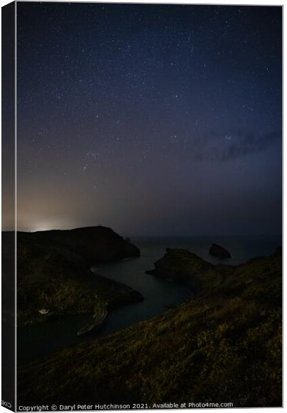 Boscastle Harbour at night Canvas Print by Daryl Peter Hutchinson