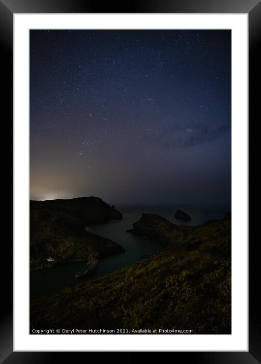 Boscastle Harbour at night Framed Mounted Print by Daryl Peter Hutchinson