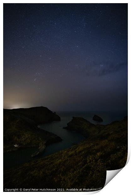 Boscastle Harbour at night Print by Daryl Peter Hutchinson