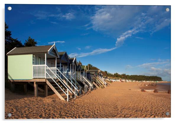 Beach-huts on Wells-next-the-Sea beach, North Norfolk coast Acrylic by Andrew Sharpe