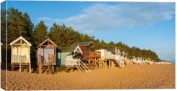 Beach-huts on Wells-next-the-Sea beach Canvas Print by Andrew Sharpe