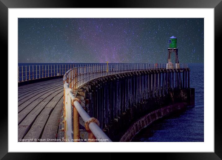Whitby West Pier Framed Mounted Print by Alison Chambers