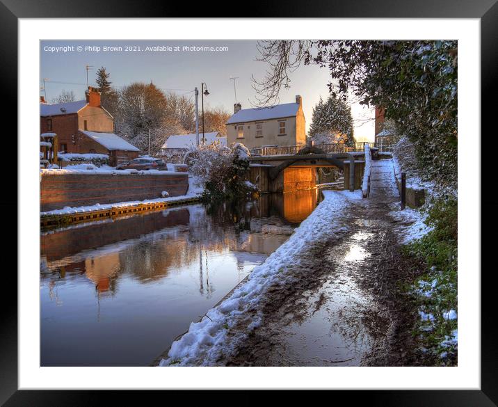 The Staffordshire & Worcestershire Canal, Wolverhampton in Snow  Framed Mounted Print by Philip Brown