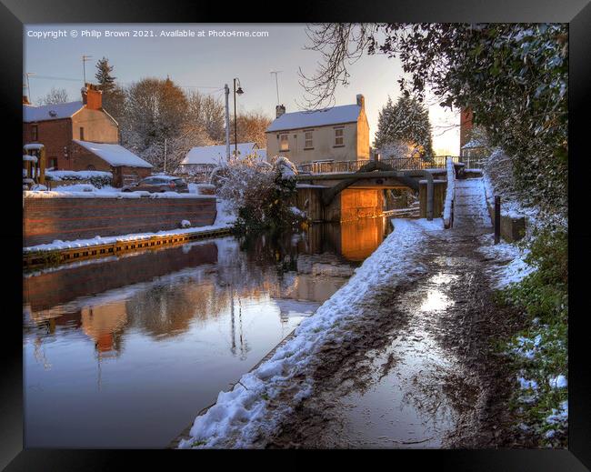The Staffordshire & Worcestershire Canal, Wolverhampton in Snow  Framed Print by Philip Brown