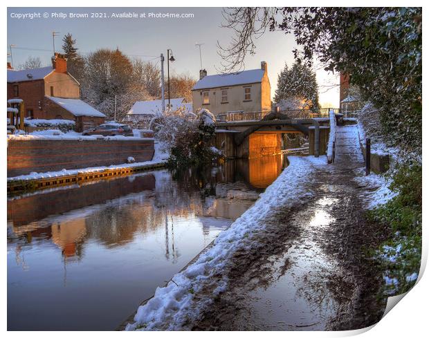 The Staffordshire & Worcestershire Canal, Wolverhampton in Snow  Print by Philip Brown