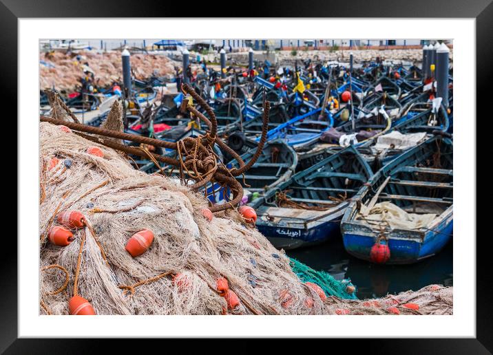 Anchors and nets in front of Agadir harbour Framed Mounted Print by Jason Wells