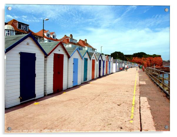 beach Huts at Preston sands in Devon Acrylic by john hill