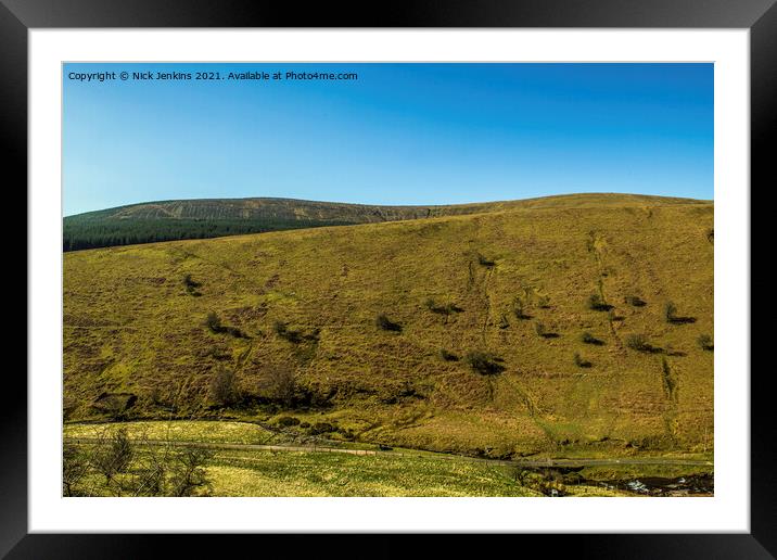 Pen y Gadair Fawr on the left Black Mountains  Framed Mounted Print by Nick Jenkins
