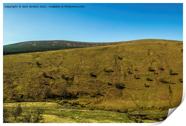 Pen y Gadair Fawr on the left Black Mountains  Print by Nick Jenkins