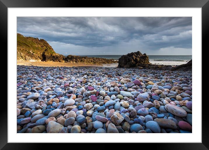 Rotherslade Bay Pebbles Framed Mounted Print by Leighton Collins