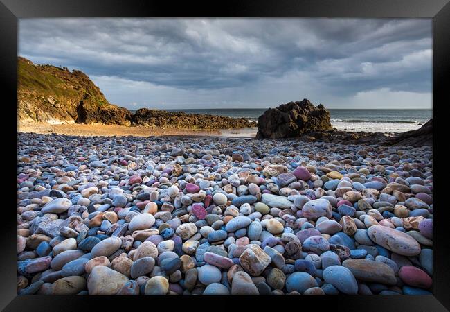 Rotherslade Bay Pebbles Framed Print by Leighton Collins