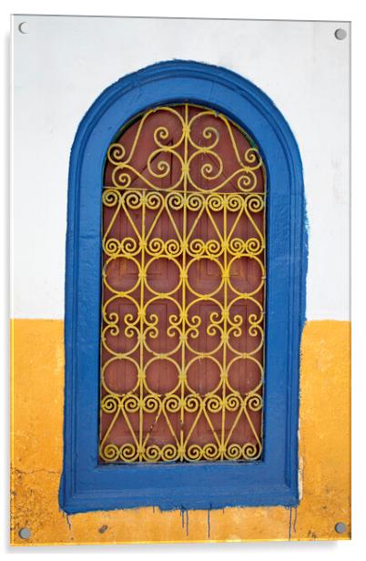 Colorful old wooden window shutter, Kastellorizo, Greece Acrylic by Neil Overy