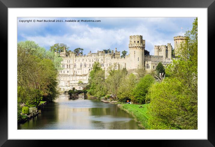Warwick Castle by River Avon Warwickshire Framed Mounted Print by Pearl Bucknall