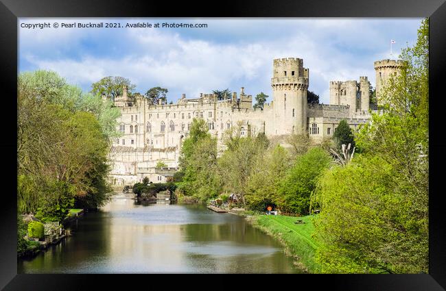 Warwick Castle by River Avon Warwickshire Framed Print by Pearl Bucknall