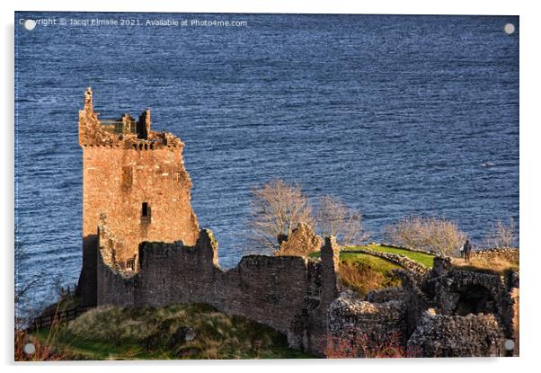 Urquhart Castle Grant Tower, Ruins Loch Ness Acrylic by Jacqi Elmslie