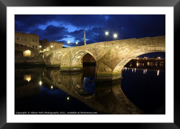 The Auld Brig at night Framed Mounted Print by Alister Firth Photography
