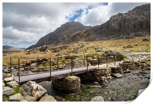 Rugged landscape at Cwm Idwal, Snowdonia, Wales Print by Andrew Kearton