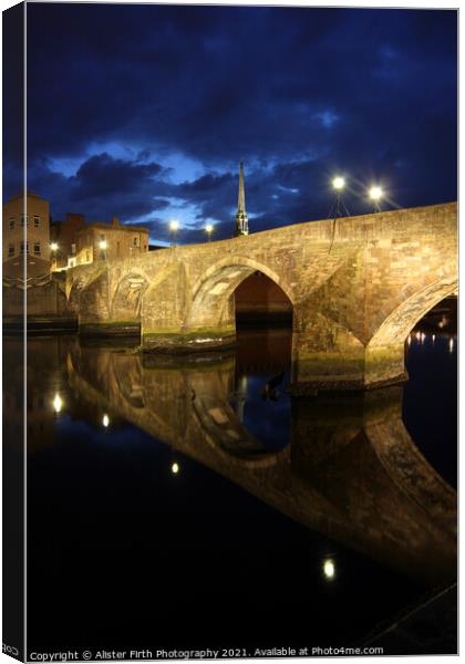 The Auld Brig at night Canvas Print by Alister Firth Photography
