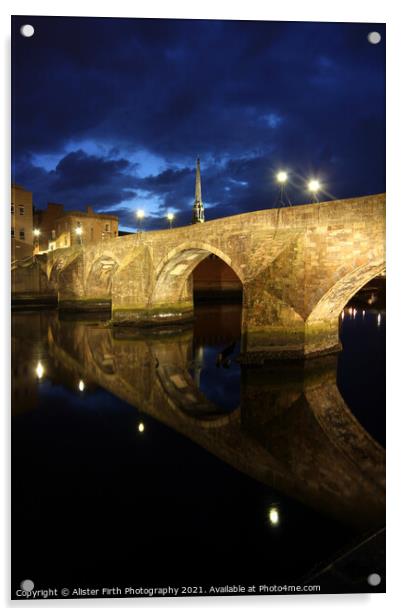 The Auld Brig at night Acrylic by Alister Firth Photography