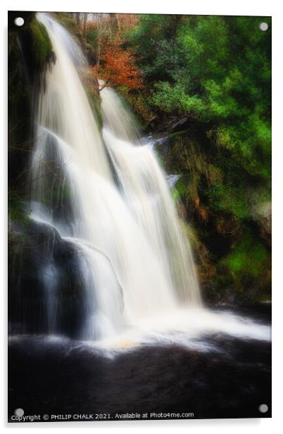 Dreamy waterfall in the Yorkshire dales Acrylic by PHILIP CHALK