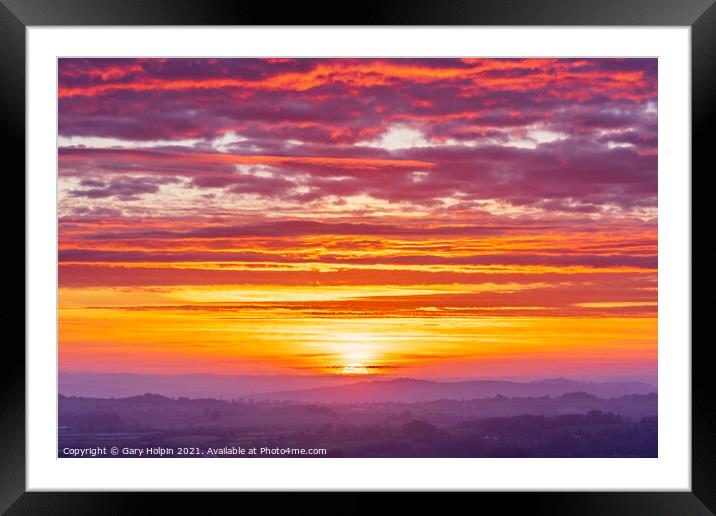East Devon sunset Framed Mounted Print by Gary Holpin